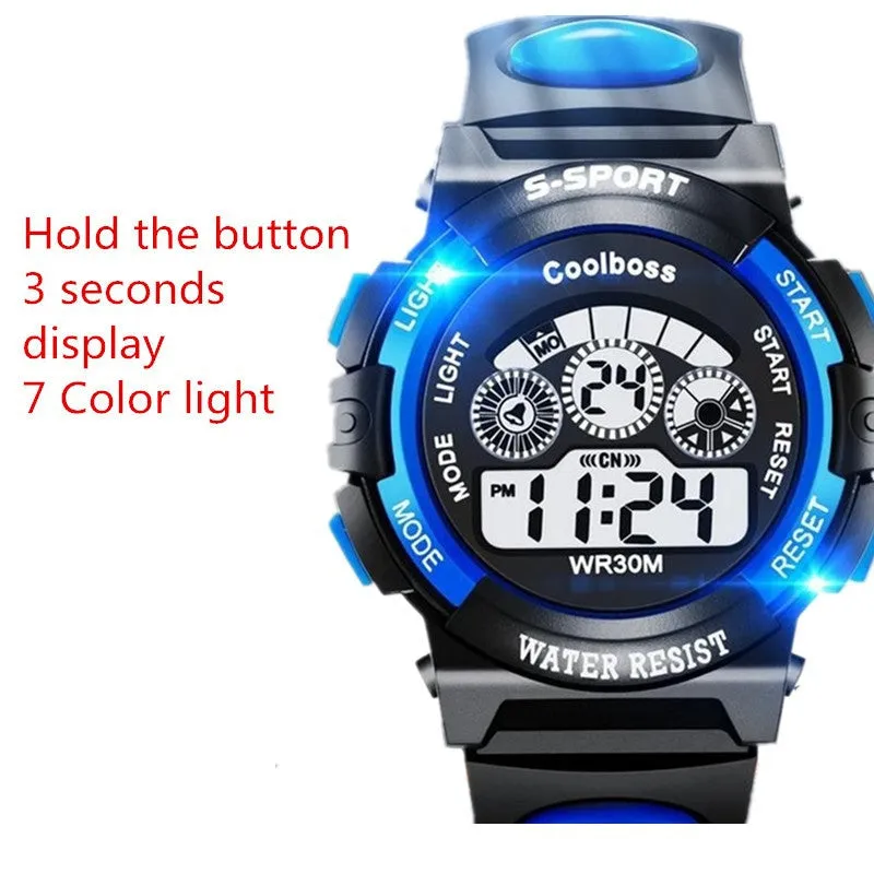 Fashion Rubber Band Night Light Wristwatch Waterproof Quartz Watch for Children Men(Size: 242 mm)