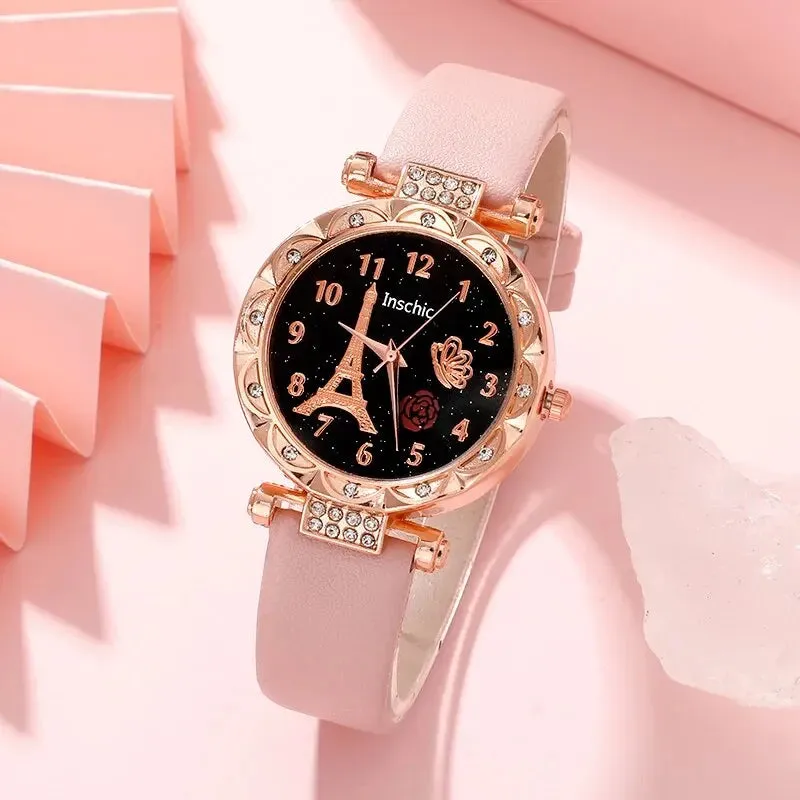 Fashion Women’s Round Flower Quartz Watch