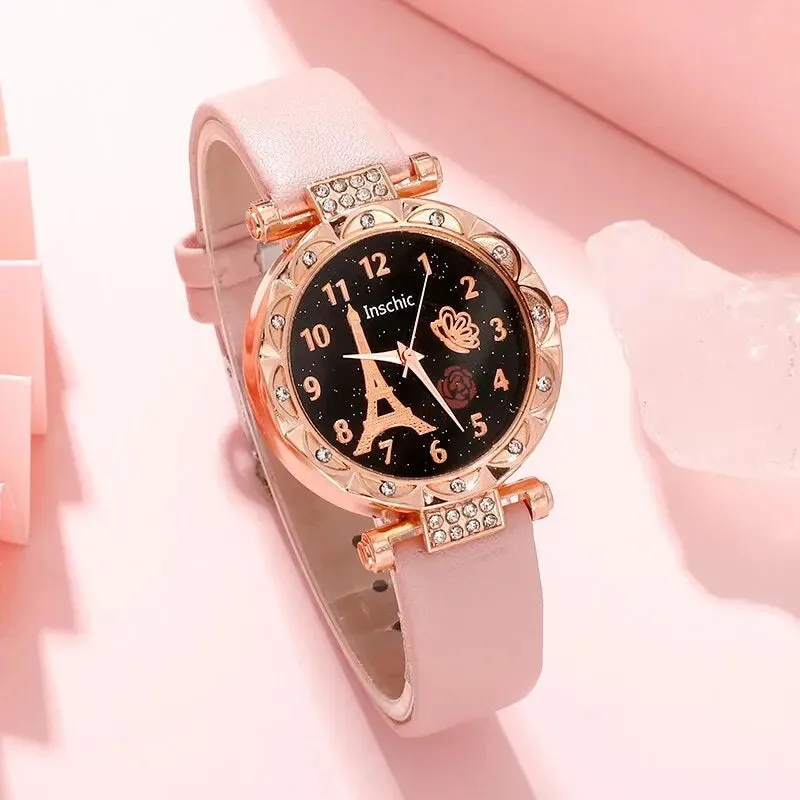Fashion Women’s Round Flower Quartz Watch