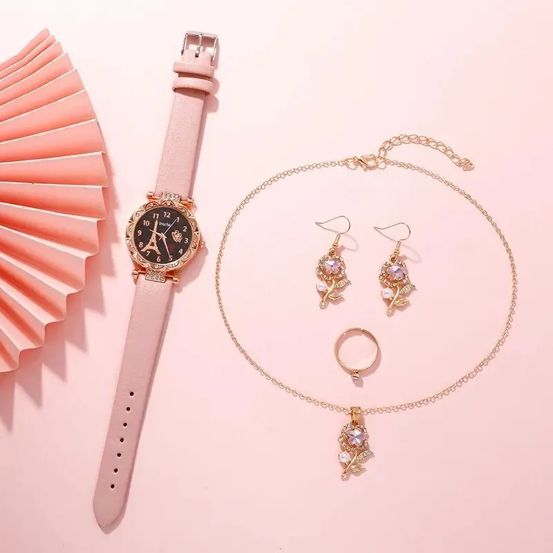 Fashion Women’s Round Flower Quartz Watch