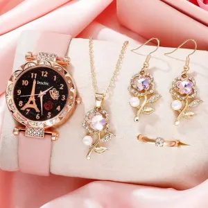Fashion Women’s Round Flower Quartz Watch