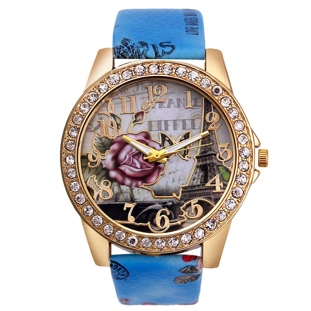 Flower Car Pattern Lady's Watch