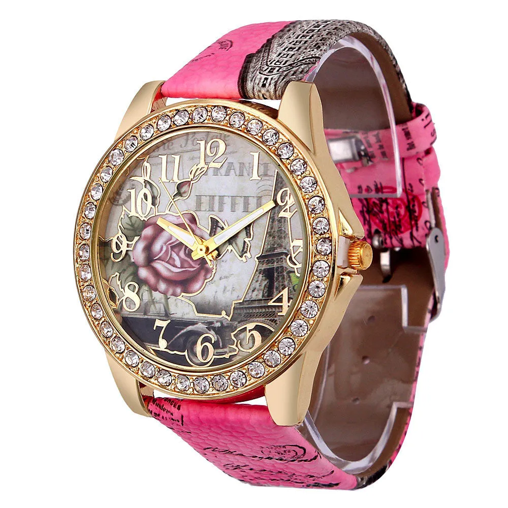 Flower Car Pattern Lady's Watch
