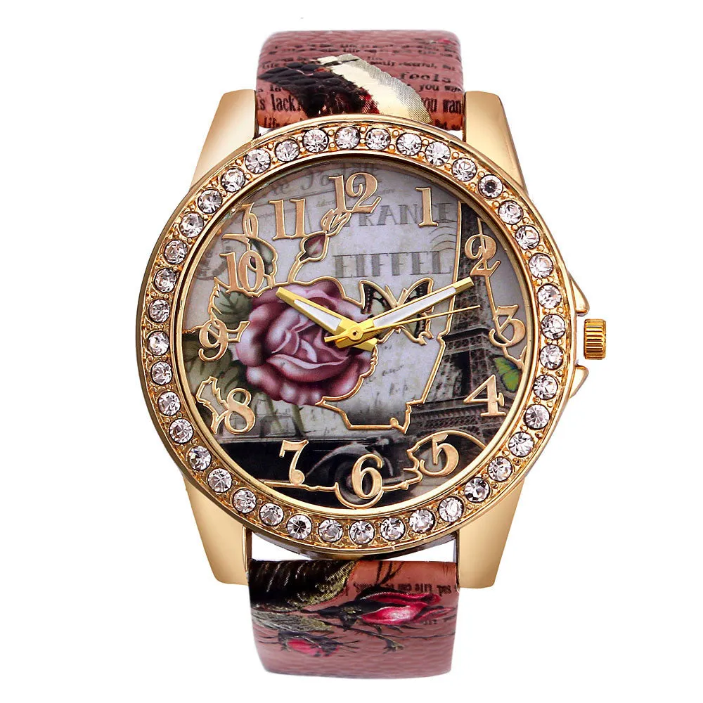 Flower Car Pattern Lady's Watch