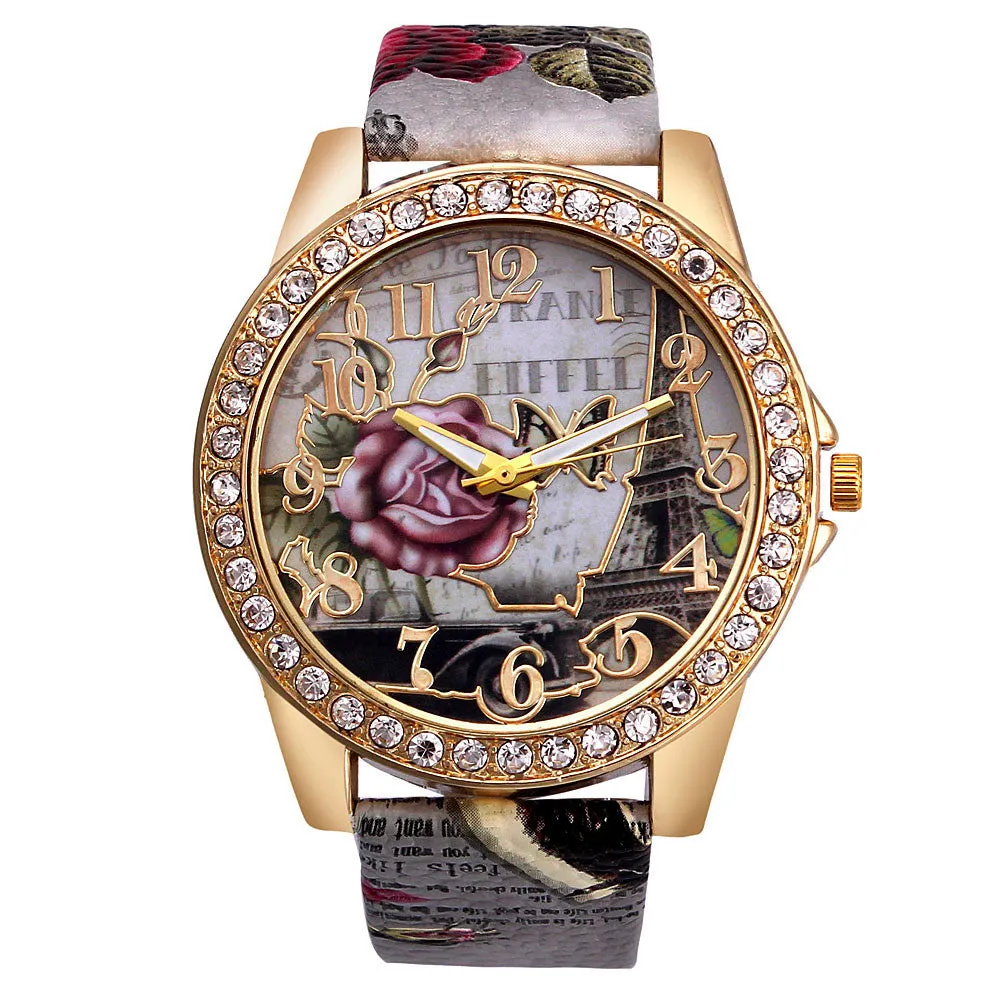 Flower Car Pattern Lady's Watch