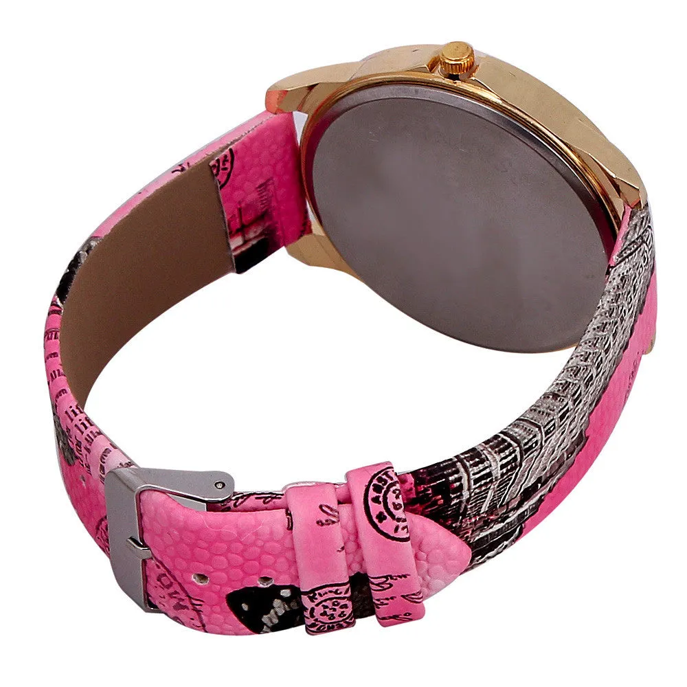 Flower Car Pattern Lady's Watch