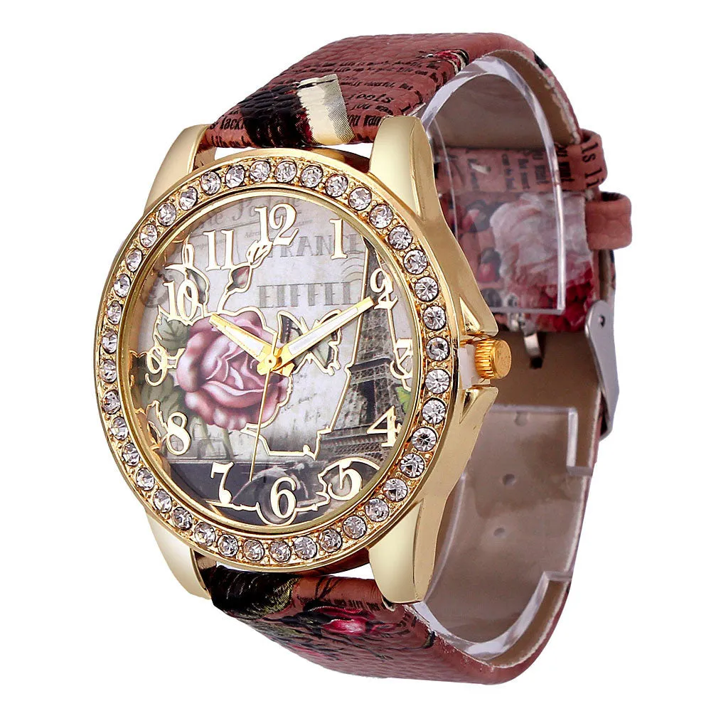 Flower Car Pattern Lady's Watch