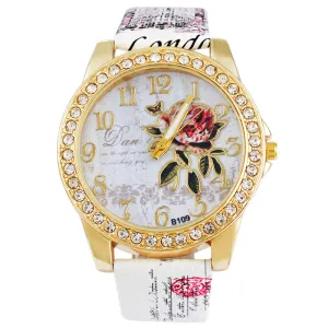Flower Rhinestone Luxury Wristwatches for Women