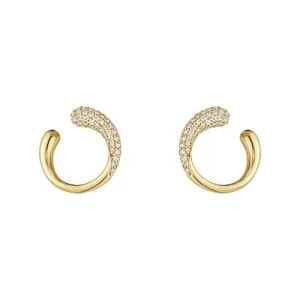 Georg Jensen 18ct Yellow Gold Diamond Mercy Hoop Stud Earrings