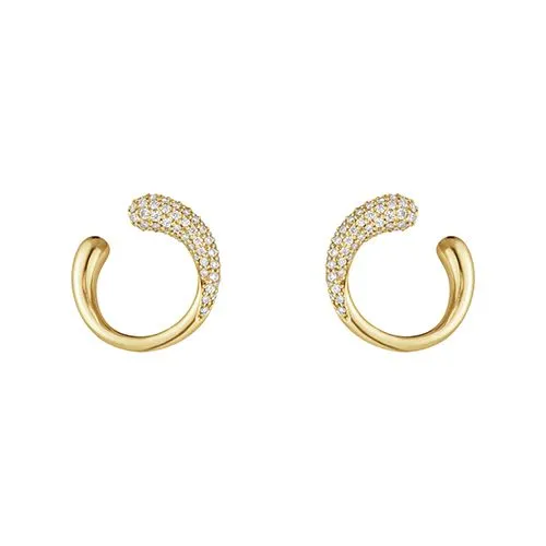 Georg Jensen 18ct Yellow Gold Diamond Mercy Hoop Stud Earrings