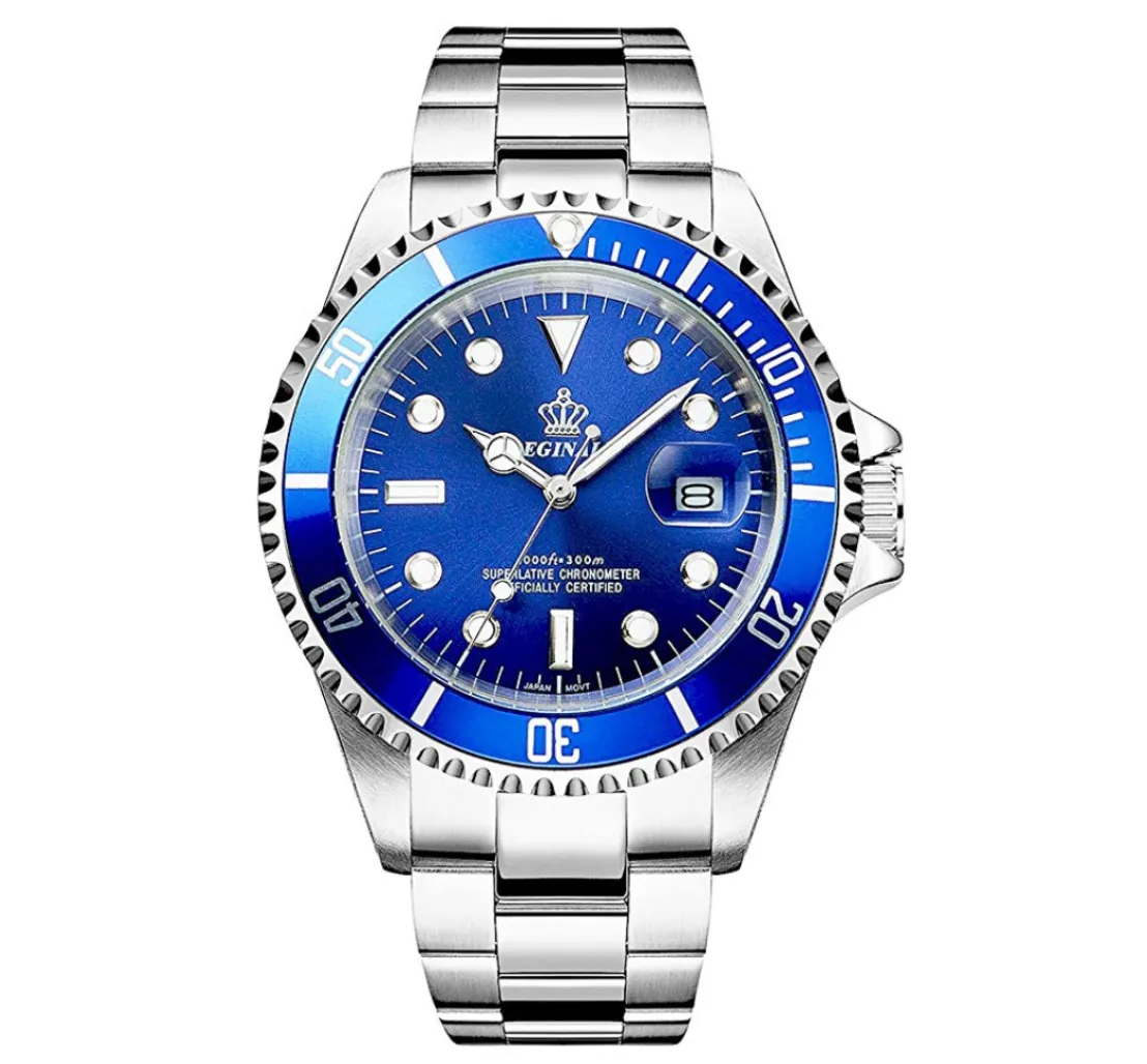 Green Stainless Steel Sports Watch Silver Dress Watch Luxury Business Watch Quartz Submariner