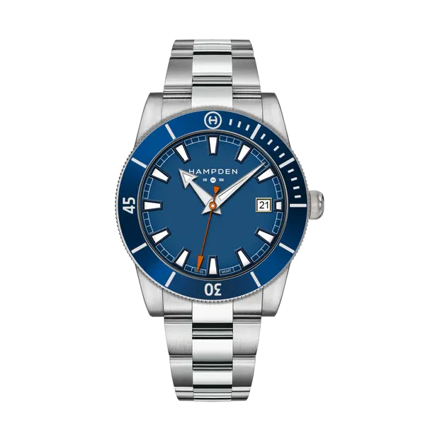 HAMPDEN MODEL 3 Diver’s Watch 100M Date Indicator Stainless Steel Wristwatch