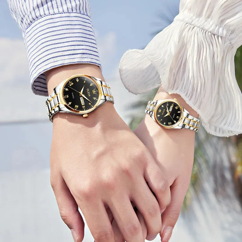 High Quality Luxury Couple Watch Stainless Steel Waterproof
