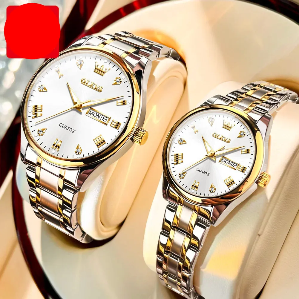 High Quality Luxury Couple Watch Stainless Steel Waterproof