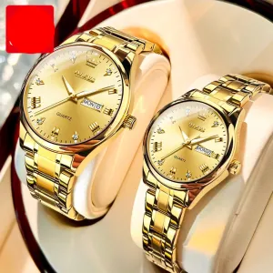 High Quality Luxury Couple Watch Stainless Steel Waterproof
