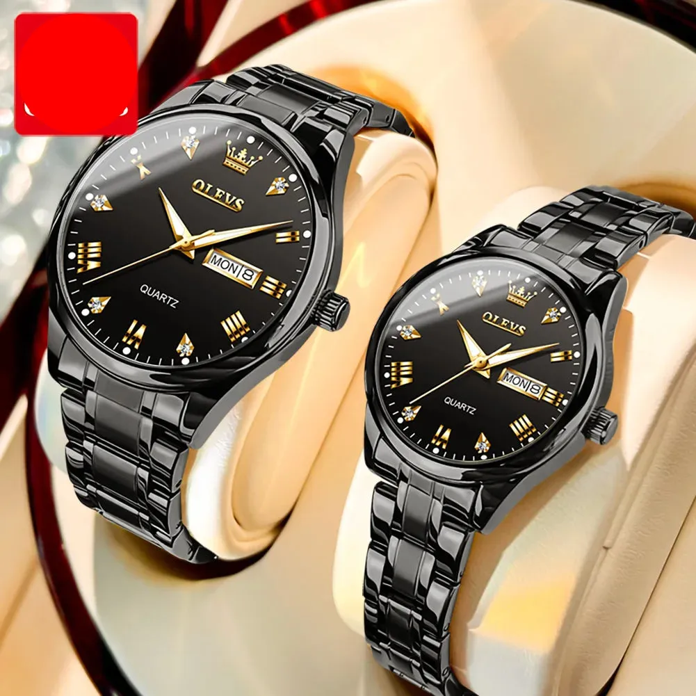 High Quality Luxury Couple Watch Stainless Steel Waterproof