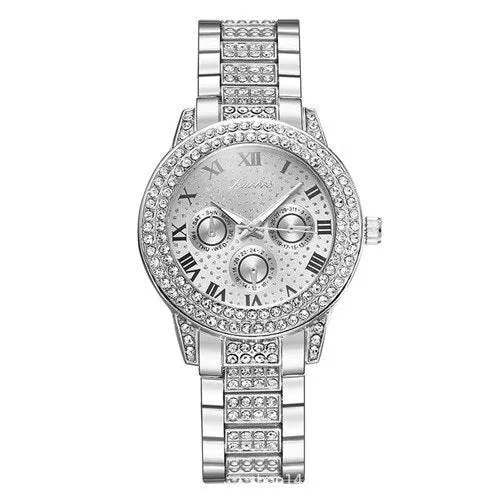 Hip Hop Gold Silver Quartz Watch For Men andWomen Bling Iced Out Diamonds