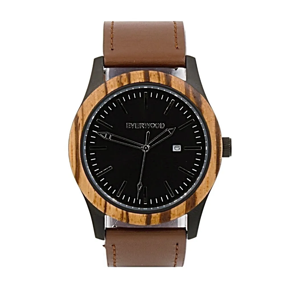 Inverness | Zebrawood | Brown Leather