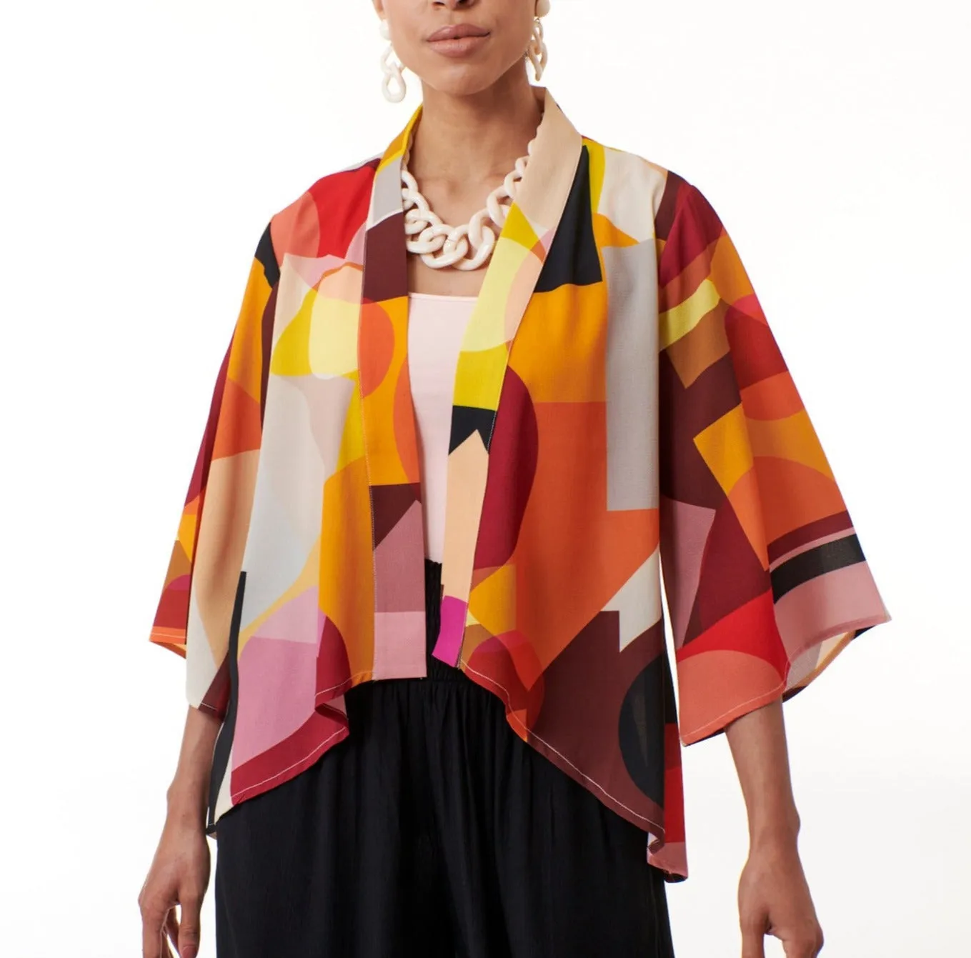 Kozan, Crepe, Kendall Kimono Jacket in Rothko print
