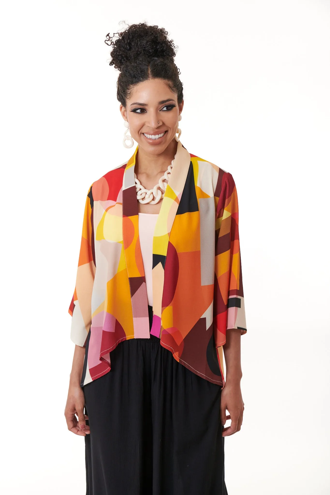 Kozan, Crepe, Kendall Kimono Jacket in Rothko print