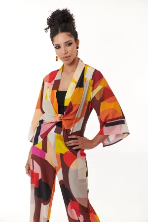 Kozan, Crepe, Kendall Kimono Jacket in Rothko print