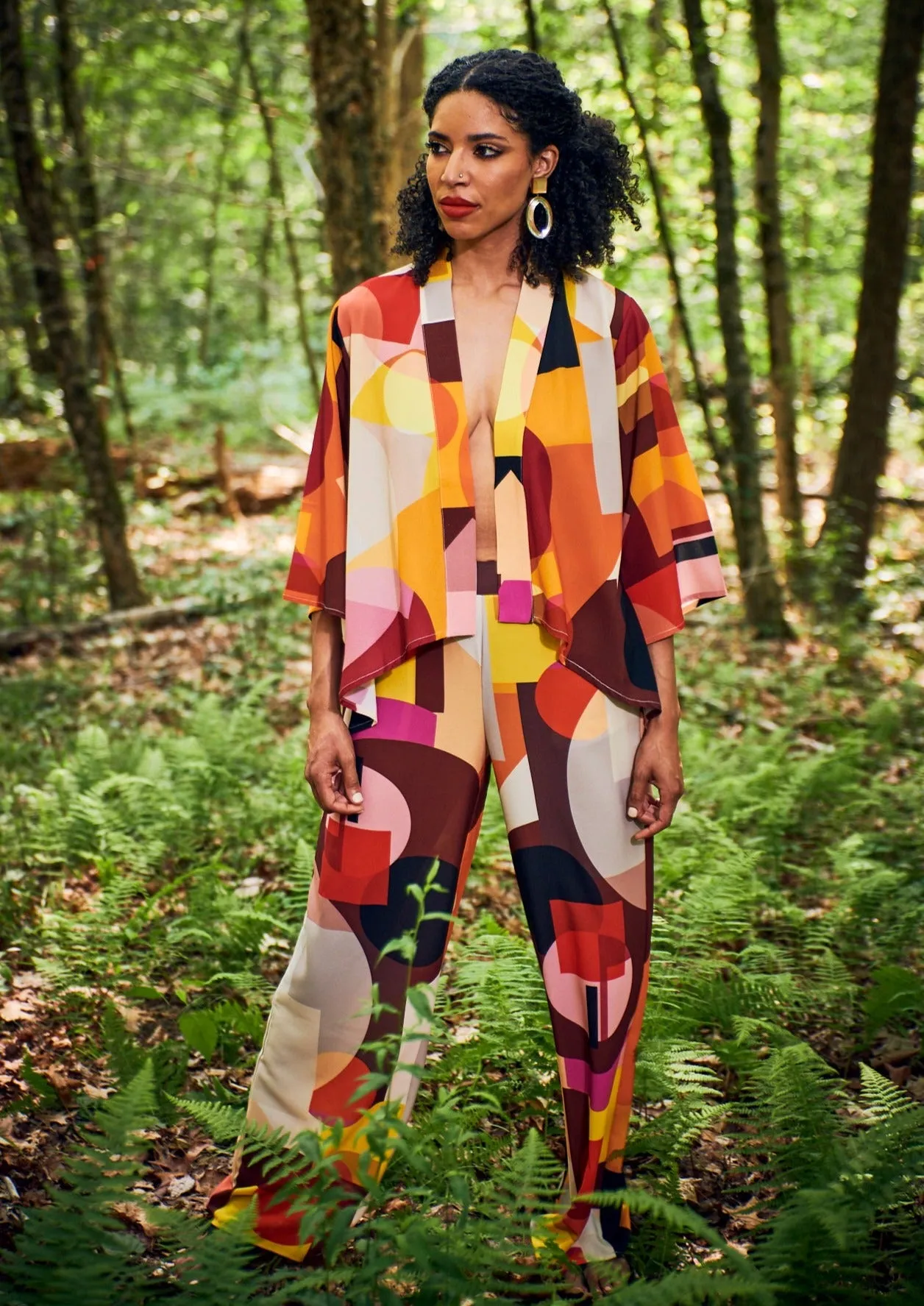 Kozan, Crepe, Kendall Kimono Jacket in Rothko print
