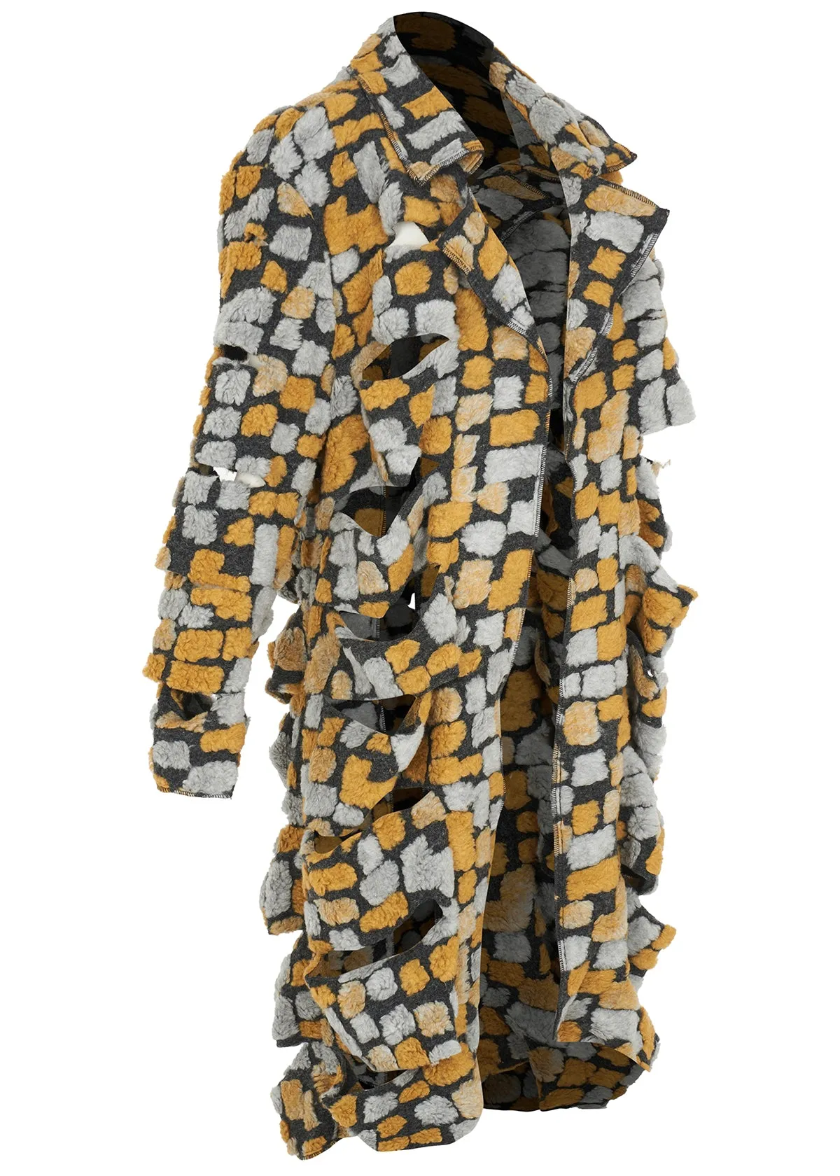 Kozan, Sherpa Fleece, Savannah Coat in Cobblestone print