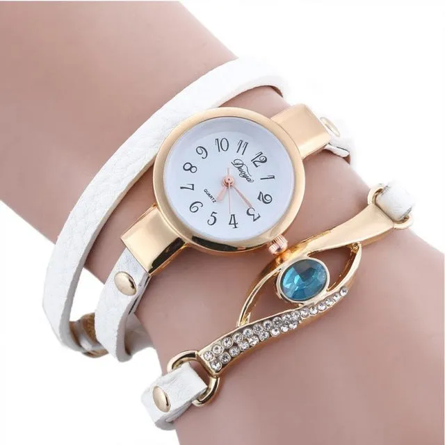 ladies watches Hot Fashion Women diamond bracelet watches Wrap Around Leatheroid Quartz Wrist Watch montre femme