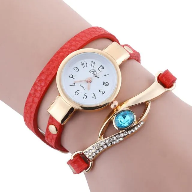ladies watches Hot Fashion Women diamond bracelet watches Wrap Around Leatheroid Quartz Wrist Watch montre femme