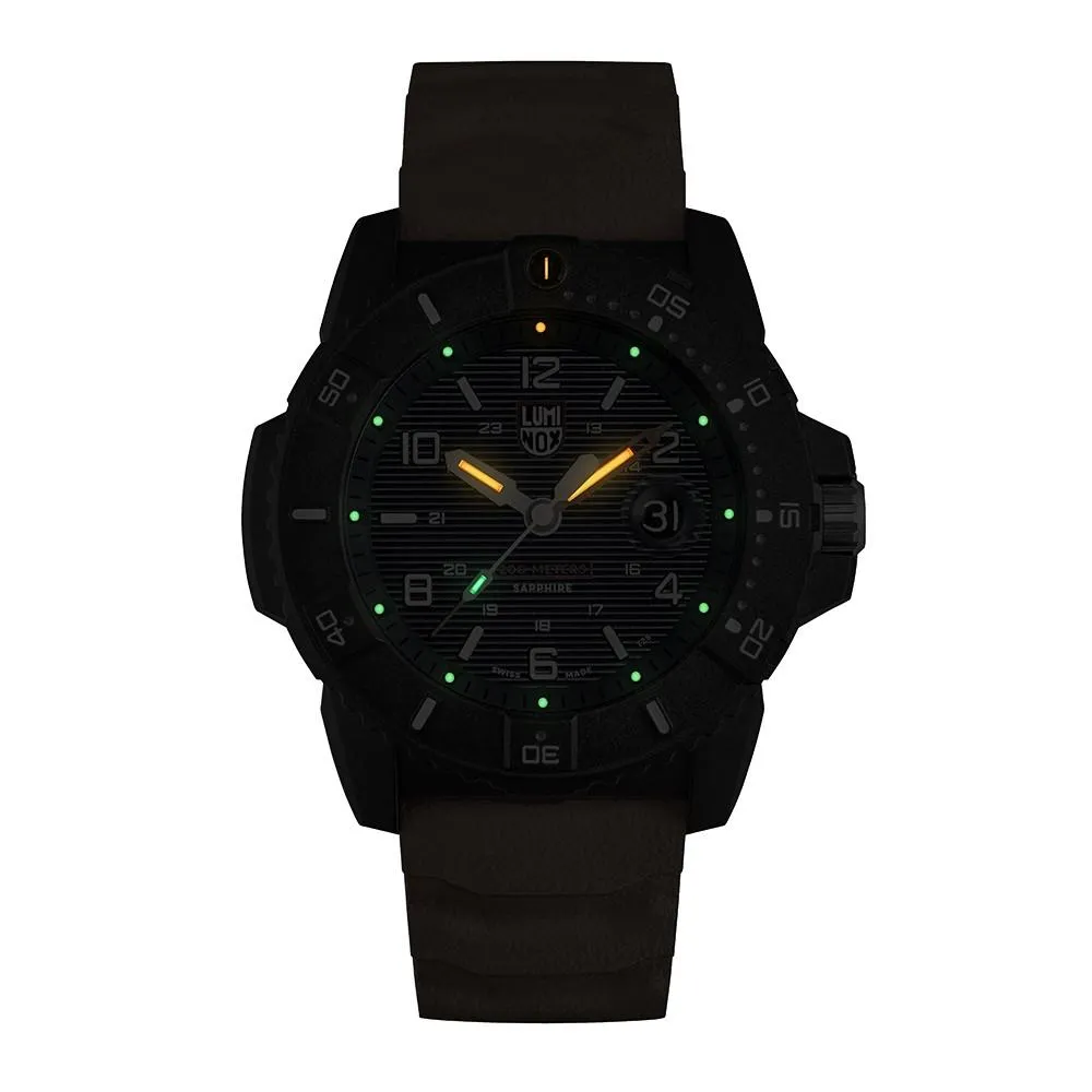Luminox Men's Navy Seal 3600 Series Orange Rubber Band Navy Blue Dial Quartz Analog Watch - XS.3603