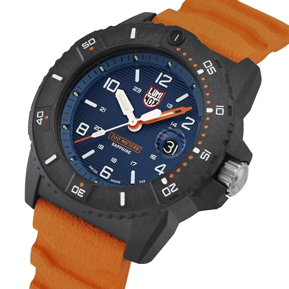 Luminox Men's Navy Seal 3600 Series Orange Rubber Band Navy Blue Dial Quartz Analog Watch - XS.3603
