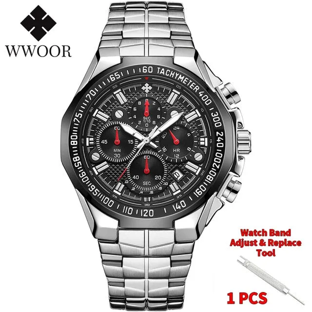Luxury Gold on Stainless Steel Quartz Watch Men Waterproof Sport Chronograph