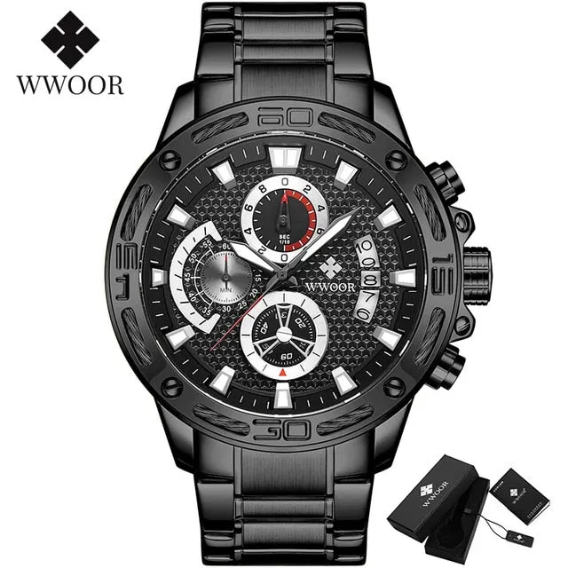 Luxury Gold on Stainless Steel Quartz Watch Men Waterproof Sport Chronograph