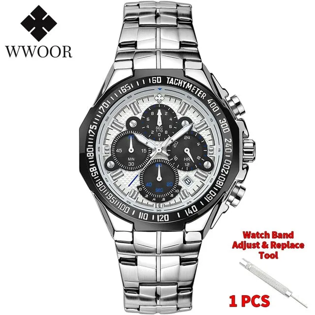 Luxury Gold on Stainless Steel Quartz Watch Men Waterproof Sport Chronograph
