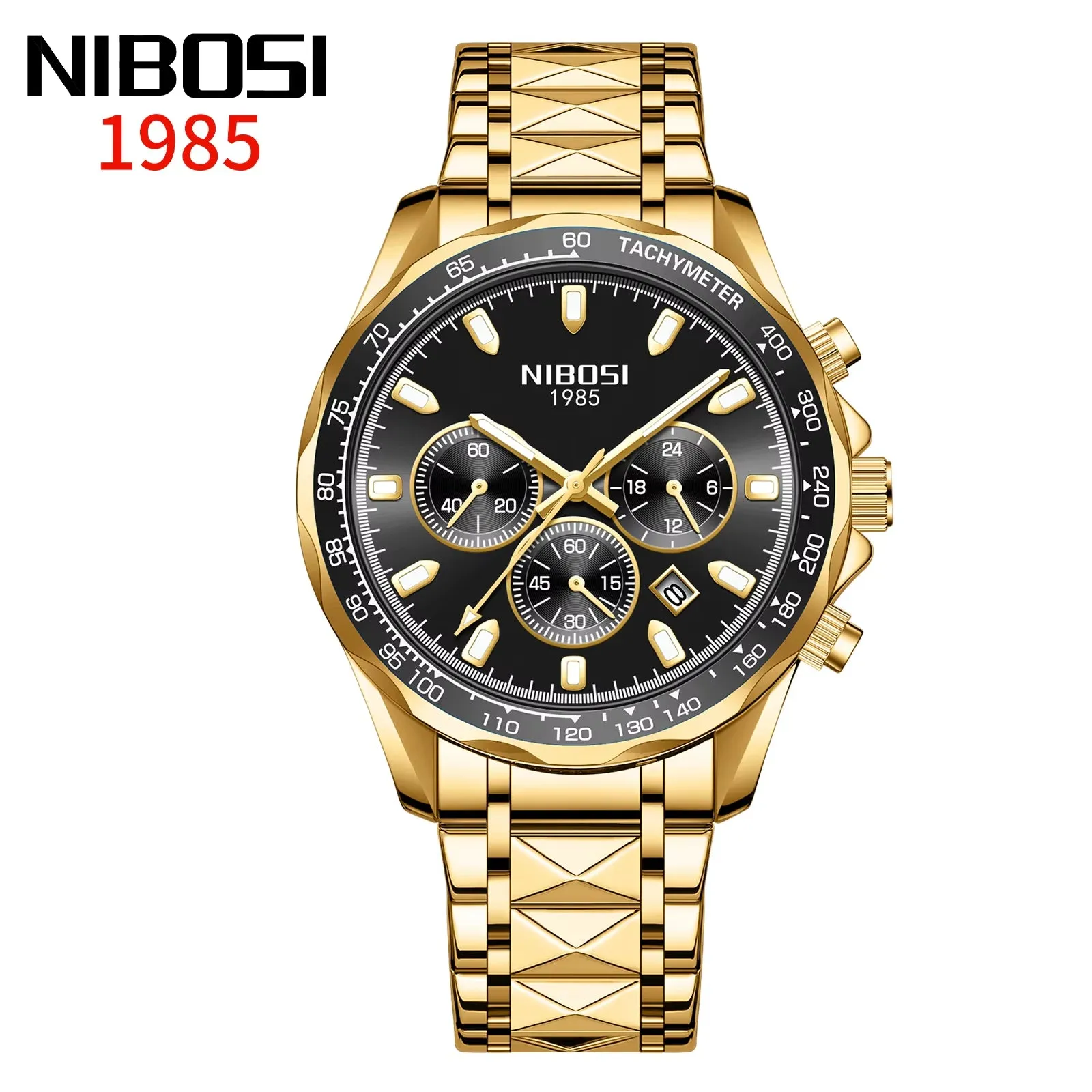 Luxury NIBOSI 2024 Men's Waterproof Stainless Steel Sport Watch - Big Dial Quartz Timepiece