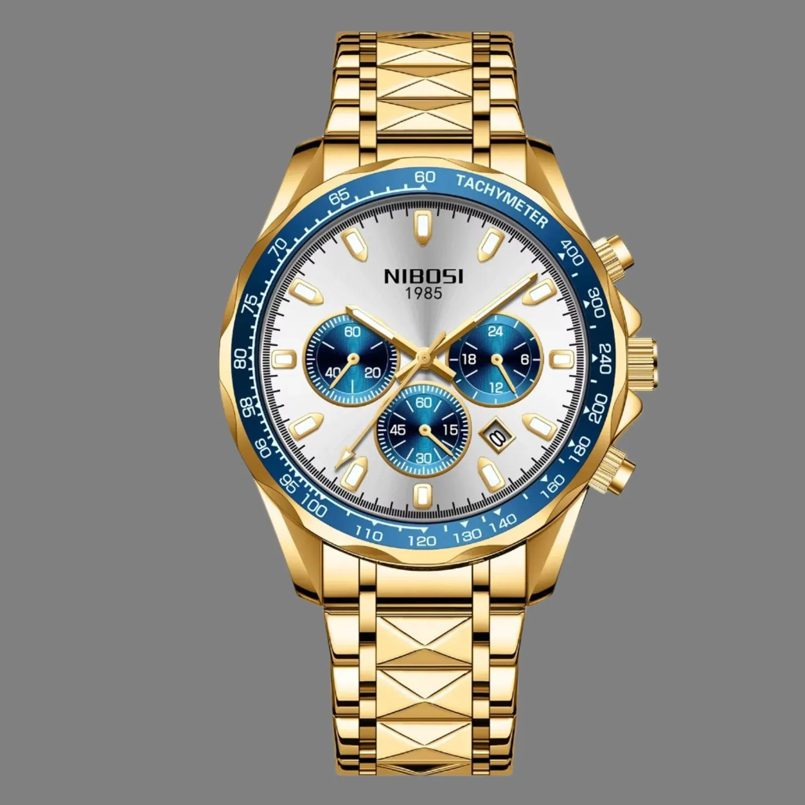 Luxury NIBOSI 2024 Men's Waterproof Stainless Steel Sport Watch - Big Dial Quartz Timepiece