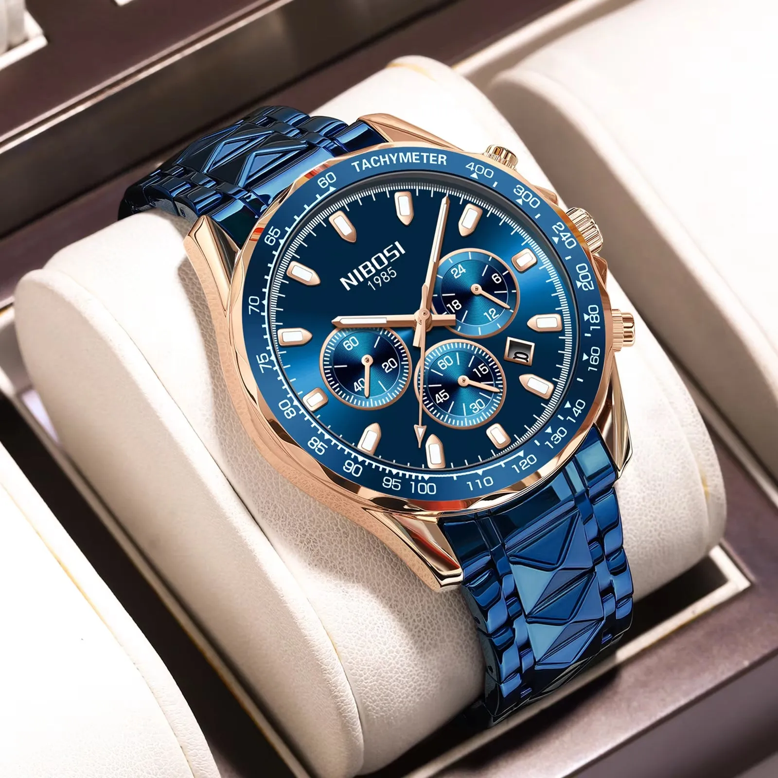 Luxury NIBOSI 2024 Men's Waterproof Stainless Steel Sport Watch - Big Dial Quartz Timepiece
