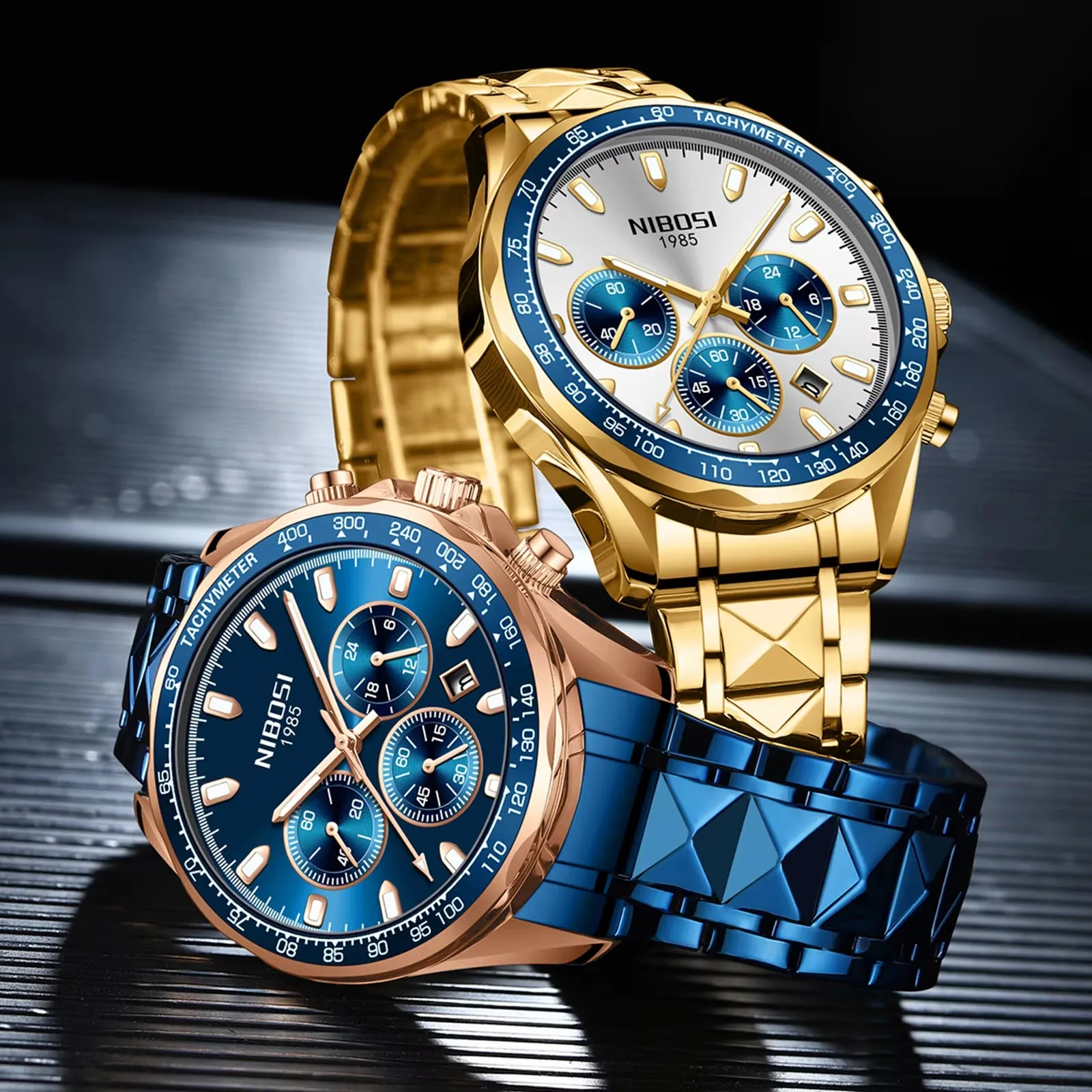 Luxury NIBOSI 2024 Men's Waterproof Stainless Steel Sport Watch - Big Dial Quartz Timepiece