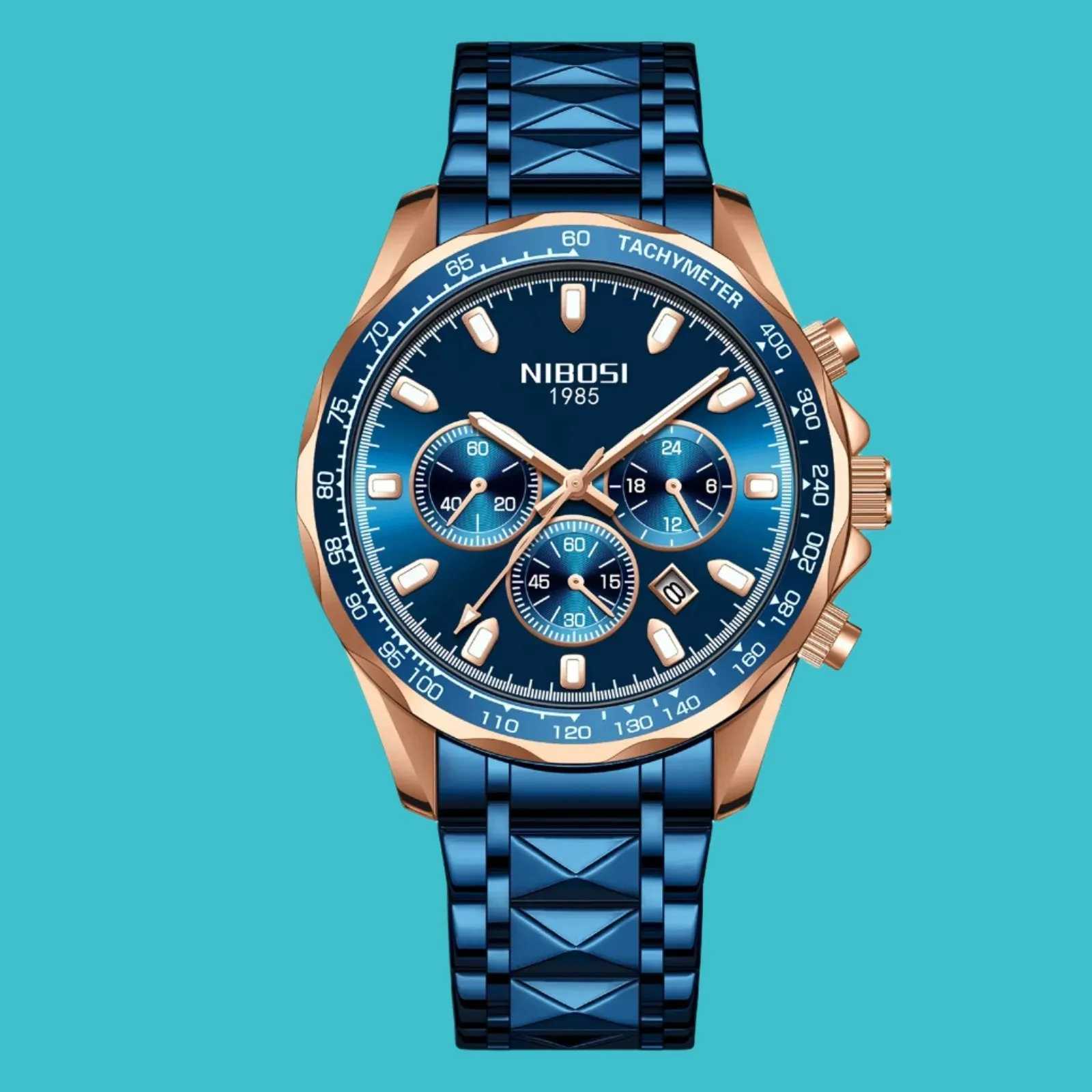 Luxury NIBOSI 2024 Men's Waterproof Stainless Steel Sport Watch - Big Dial Quartz Timepiece