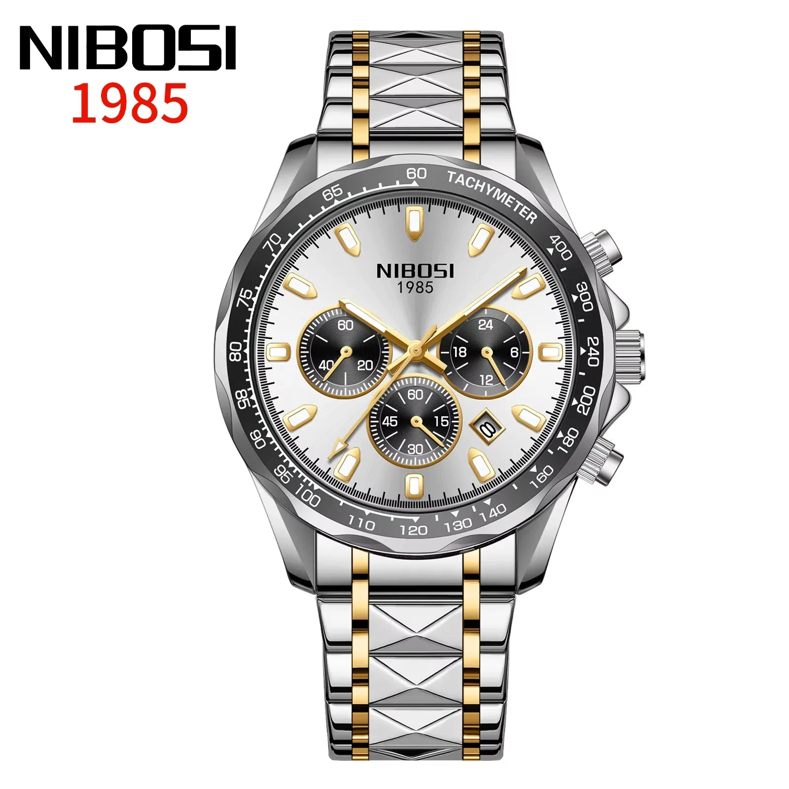 Luxury NIBOSI 2024 Men's Waterproof Stainless Steel Sport Watch - Big Dial Quartz Timepiece