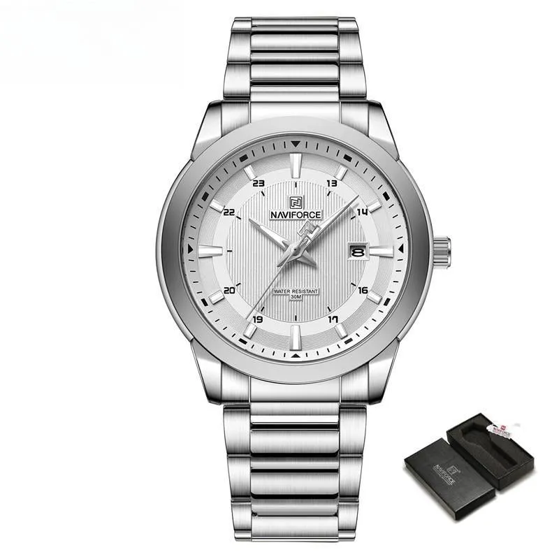 Luxury Watch For Men Stainless Steel Fashion Waterproof Quartz Wristwatch