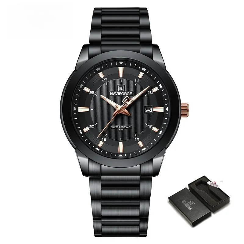 Luxury Watch For Men Stainless Steel Fashion Waterproof Quartz Wristwatch