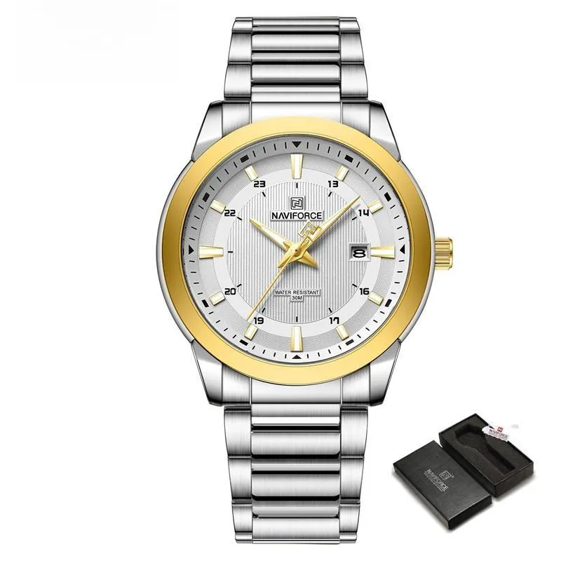 Luxury Watch For Men Stainless Steel Fashion Waterproof Quartz Wristwatch
