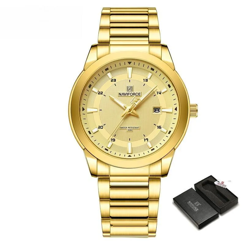 Luxury Watch For Men Stainless Steel Fashion Waterproof Quartz Wristwatch