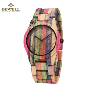Luxury Women Watches BEWELL Full Bamboo Watches Natural Quartz Wooden Bamboo Watch Women Clock Wood Watch With Bamboo Band