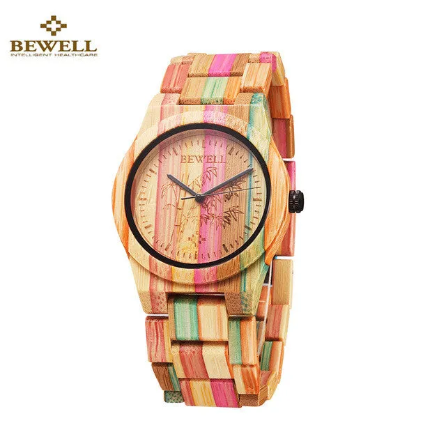 Luxury Women Watches BEWELL Full Bamboo Watches Natural Quartz Wooden Bamboo Watch Women Clock Wood Watch With Bamboo Band