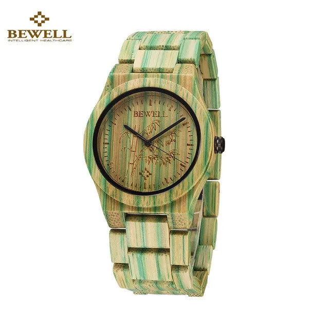 Luxury Women Watches BEWELL Full Bamboo Watches Natural Quartz Wooden Bamboo Watch Women Clock Wood Watch With Bamboo Band