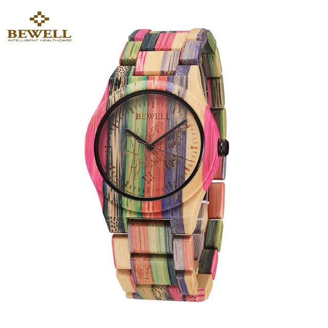 Luxury Women Watches BEWELL Full Bamboo Watches Natural Quartz Wooden Bamboo Watch Women Clock Wood Watch With Bamboo Band