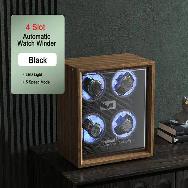 Luxury Wood Watch Winder High-End 2 4 Slot Automatic Watches Box with Motor Watch Cabinet Clock Storage Box
