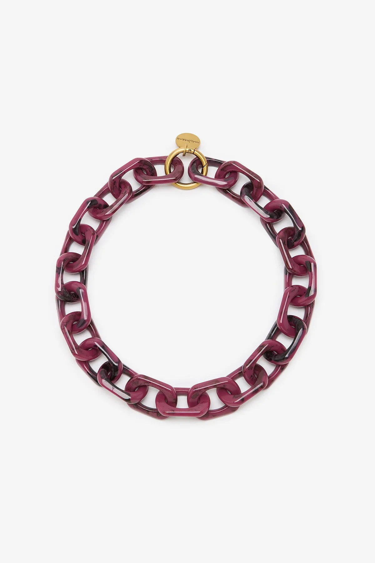 Maliparmi, Marbled Resin, Chain Link Necklace, Bordeaux